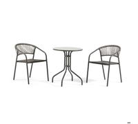 Set extérieur gain de place avec table Ø60 et chaises empilables en textilène pour balcon, terrasse et café, Max + Gaia