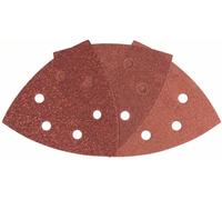 Set feuilles abrasives Delta avec bande auto-agrippante, perforé Bosch Accessories 2607017111 Grain 60, 80, 180 Cote dencoignure 105 mm 1 set