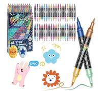 Set Feutres Pailletés 72 Couleurs,Feutres à Paillettes à Double Pointe (36) | Marqueurs Métalliques Scintillants, Stylos Glitter Pour Coloriage, Diy, Scrapbooking Et l’Écriture
