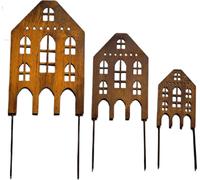 SET Fiches de jardin rouillées Maisons - Décorations en métal pour l'extérieur