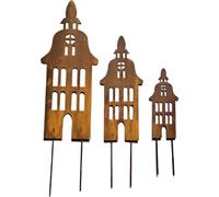 SET Fiches de jardin rouillées Maisons - Décorations en métal pour l'extérieur