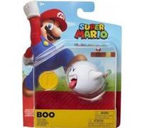 Set figurine boo avec pièce - figurine articule 6 cm - set collection mario + 1 carte tigre - enfant