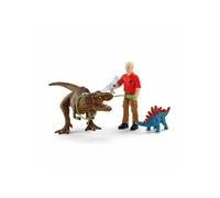 Attaque Tyrannosaure Rex Dinosaurs Figurine, Coffret schleich avec 1 figurine humaine articulée et 1 figurine Trex et 1 figurine béb