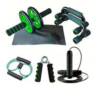Set Fitness Complet 7 pièces : Roue Abdos, Poignées de Pompes, Corde, Élastique &amp Plus - Entra&amp icirc