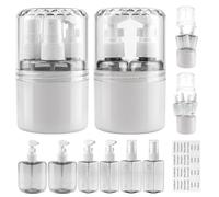 Set Flacons Voyage 4 en 1, 4x50ml + 2x100ml, Bouteilles Rechargeables | 6 flacons de voyage avec pompes et sprays, étanches pour shampoing, cosmétiques et soins, parfaits pour avion et bureau
