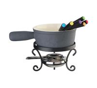 Set Fondue Fromage Caquelon Céramique Rechaud Eva Nero 10 Pz 6 Fourchettes