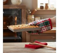 Set gant, cuillère et torchon tartan coeurs