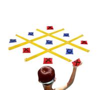 Set Géant Morpion Sangles - Jeu Lancer Sacs Portable avec 10 Sachets | Jeu Pelouse Extérieur Famille Fêtes Plage Camping | Set Complet Piquets Sol Sac Cordon, Sangles 120cm