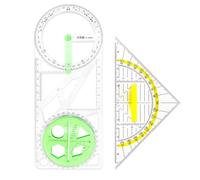 Set géométrique - Règle de géométrie + petite règle triangulaire avec poignée, outil de dessin pour dessiner des cercles, des triangles et des arcs pour la mesure, la modélisation et la conception