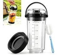 Set Gobelet de Rechange 530ML Accessoires pour Blender Portable | Avec Couvercle à Boire avec Poignée, Base étanche et Brosse de Nettoyage, Compatible avec Ni-nja Bl-ast BC151 BC100