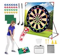 Set Golf Adultes en ABS/Flanelle 136,5x138x92cm - Tapis Portable Golf Darts Chipping Interactif Intérieur Extérieur, Débutants Famille Entraînement Amusement
