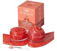 Set Gommage & Baume Lèvres ANAiRUi Cerise Vitamine E, Gommage Éclat & Masque Nuit pour Lèvres Gercées, Sèches, Fendillées, Pèleuses - Produits de Traitement Lèvres Hydratants et Lissant les Ridules