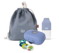 Set boîte à goûter enfants 600ml Bleu + Bouteille 330ml + Sac à dos Monbento