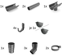 Set gouttière 2m graphite système 100