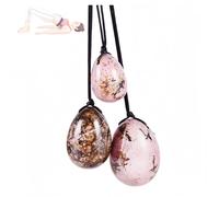 Set Green Jade Eggs balls Stone Multiple colors and styles Natural Green stones Jade Egg Massage Stone for Women pelvic strength Body Train Crystal Balls (Three-piece set,3pcs-3)