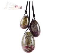 Set Green Jade Eggs balls Stone Multiple colors and styles Natural Green stones Jade Egg Massage Stone for Women pelvic strength Body Train Crystal Balls (Three-piece set,3pcs-2)