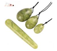 Set Green Jade Eggs balls Stone Multiple colors and styles Natural Green stones Jade Egg Massage Stone for Women pelvic strength Body Train Crystal Balls (Four-piece set,4pcs-5)