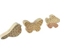 Set hôtel pour insectes en bois, certifié FSC, aide à la nidification pour abeilles sauvages, décoration à suspendre, décoration de jardin, nature, 3 pièces, oiseau, papillon, fleur