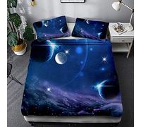 Set Housse de Couette 240x260cm Ciel étoilé Violet Parure de Lit 2 Personnes Univers Galaxie Ciel étoilé 3 Pièces Parure De Lit avec 2 Taies d'oreiller 50x75cm, Fille Garcon Decoration Chambre