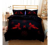 Set Housse de Couette 240x260cm Le Corbeau D'Odin Parure de Lit 2 Personnes Mythologie Viking Odin Corbeau Boussole 3 Pcs Parure de Lit Enfant avec 2 Taies d'oreiller 65x65cm, pour Enfant Adolescents