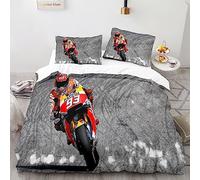 Set Housse de Couette 240x260cm Moto Parure de Lit 2 Personnes Courses De Motos, Sports Extrêmes 3 Pièces Parure De Lit avec 2 Taies d'oreiller 65x65cm, Fille Garcon Decoration Chambre