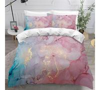 Set Housse de Couette Réversible 240x260cm Marbre Parure de Lit 2 Personnes Marbre Rose 3 Pièces Parure De Lit avec 2 Taies d'oreiller 50x75cm, Fille Garcon Decoration Chambre