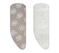 Set | Housse de table à repasser asymétrique avec support (Couleur : fleurs grises) (A-XXL, molleton)