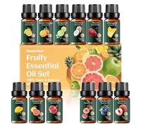 Set Huiles Essentielles Fruitées Pures 12 x 10ML pour Aromathérapie | Huile Essentielle pour Diffuseur, Massage, Bougie Parfumées, Senteur Maison,Huile Parfumée Corps, Massage, Spa