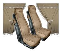 Set Intérieur Rideau avec Housses en Microfibre Beige 11 Pièces