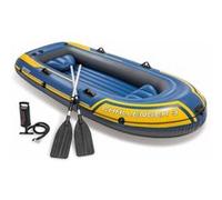 Intex Pools Bateau gonflable Challenger 3 avec rames et gonfleur – 3 places Bleu et Jaune