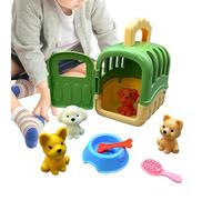 Set Jeu Cage Animaux - Jouets Chien pour Simulation | Coffret 8 Pièces : Caisse Transport Chiot, Gamelle, Os, Brosse - Jeu Éducatif , Stimule Imagination, Compagnon Voyage - Cadeau 3+ Ans Fille