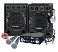 Set Karaoke DJ PA Enceintes Amplificateur Bluetooth USB Microphone Casque 1600W