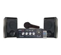 Party Light & Sound - PARTY-KA100 Kit Karaoke avec 1 amplificateur (2x50w), 1 Micro et 2 Enceintes (2x50W) - USB, Bluetooth et SD - Noir