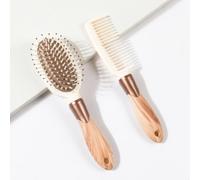 Set/Kit de peignes de coiffure en bois pour usage sec et humide, 2 pièces. Peigne ovale en plastique de style cottage avec impression par transfert d'eau, brosse à cheveux démêlante. Cadeau pour les v