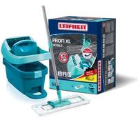 Set lave sol avec seau essoreur a roulettes Leifheit Profi XL Mobile 55096, balai serpilliere a plat 360° avec une housse micro duo