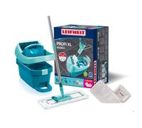 Set lave sol avec seau essoreur à roulettes Leifheit Profi XL Mobile 55396, balai serpillière à plat,housse micro duo et