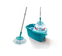 Set lave sol avec seau essoreur Leifheit Clean Twist Disc Mop 52101, balais serpillière à franges avec manche télescopique, seau 6 L