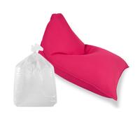 Set Lazy Bro fauteuil poire + polystyrène 140 x 120 x 90cm intérieur & extérieur, déhoussable et résistant aux UV, Rose