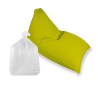 Set Lazy Bro fauteuil poire + Polystyrène 140 x 120 x 90cm intérieur & extérieur, déhoussable et résistant aux UV, Vert