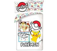 Set Lit Pokemon Couette 140x200cm Personnages Pikachu Et Miaouss Polyester