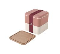Set lunch box carrée rose + planche