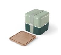 Set lunch box carrée vert + planche