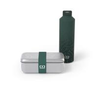 monbento - Set Lunch box Jungle - avec Bento box en métal MB Sense, Bouteille Isotherme MB Steel 500ml - Sans BPA - Durable et Sûr - Vert