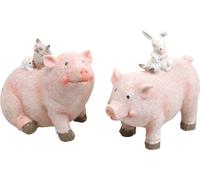 Set magique de figurines décoratives avec petits cochons et animaux de la forêt, paillettes, décoration de Noël, 2 pièces