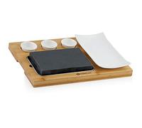 Set Mahlzeit pierre de lave | Pierre chaude, assiette et planche en bambou pratique | Steak Stone, pierre à griller (Modèle 2-7 pièces)