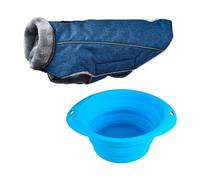 Set manteau bleu 40cm + gamelle ronde pliante pour animaux Hearts&Homies