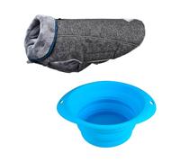 Set manteau noir 30cm + gamelle ronde pliable pour animaux Hearts&Homies
