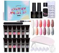 Set manucure-pedicure Ensemble de poly extension gel 12PCS avec lampe UV et outils poly nail extension gel gel pour ext