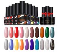 Set manucure-pedicure Vernis - ATELIX - gel 12PCS 8,5ml brillant et nude avec base coat et top coat vernis semi permanent vernis à