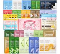 Set Maschere Viso 47PCS, Kit Skincare Viso Completo, Cofanetto Regalo Donna, Con Maschere per il Viso, Maschera Occhi, Eye Patch, Lip Mask, Cerotti Nasali, Maschera Collo, Fornisce Cure Intensive